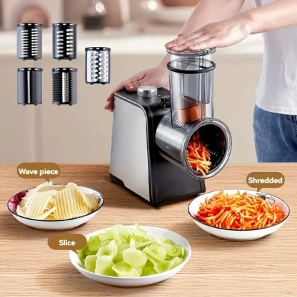 Electric Vegetable Cutter, Multifunctional Kitchen Tool, Stainless Steel, 110V-130V, Shredder & Slicer, No Battery Included